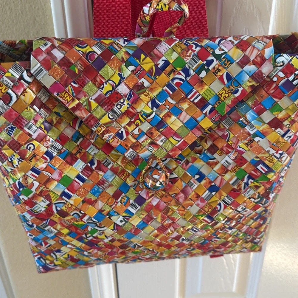 Vintage Candy wrapper multicolor Backpack with Artistic Design one of the kind